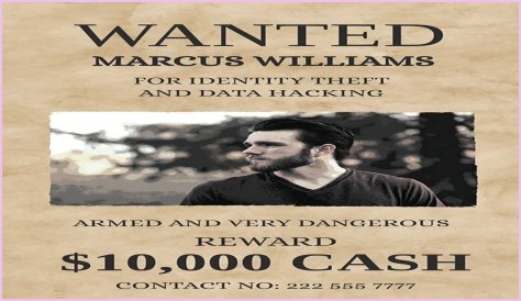 Fake name on a wanted poster